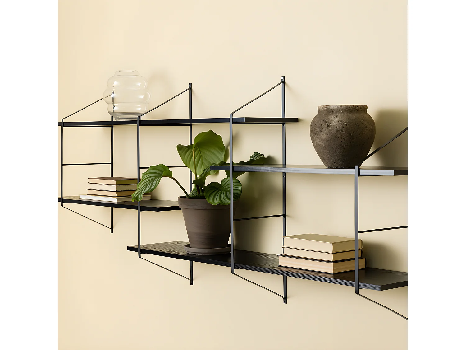 Tocro - Etagère murale en bois et métal L191cm - Noir