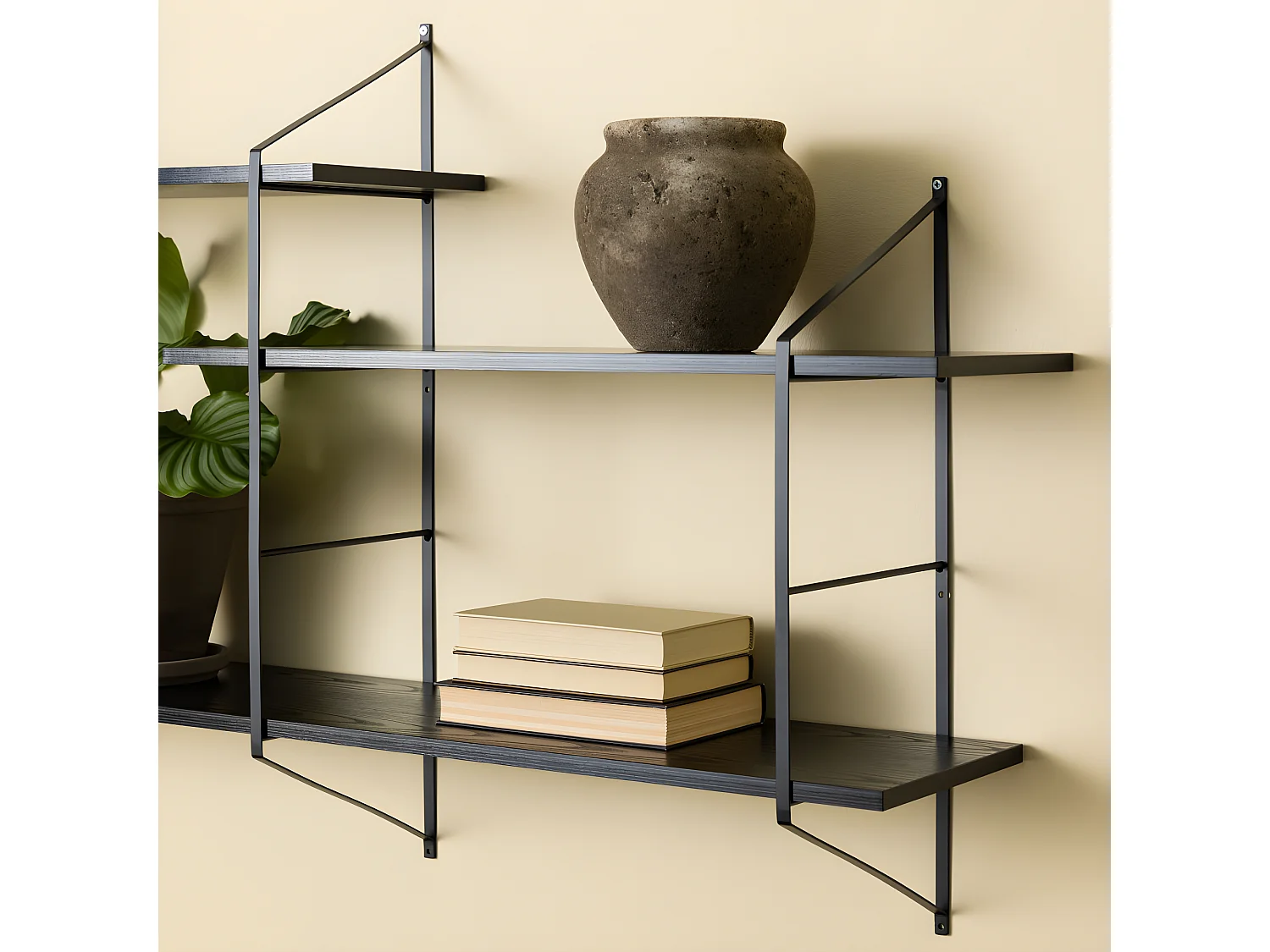 Tocro - Etagère murale en bois et métal L191cm - Noir