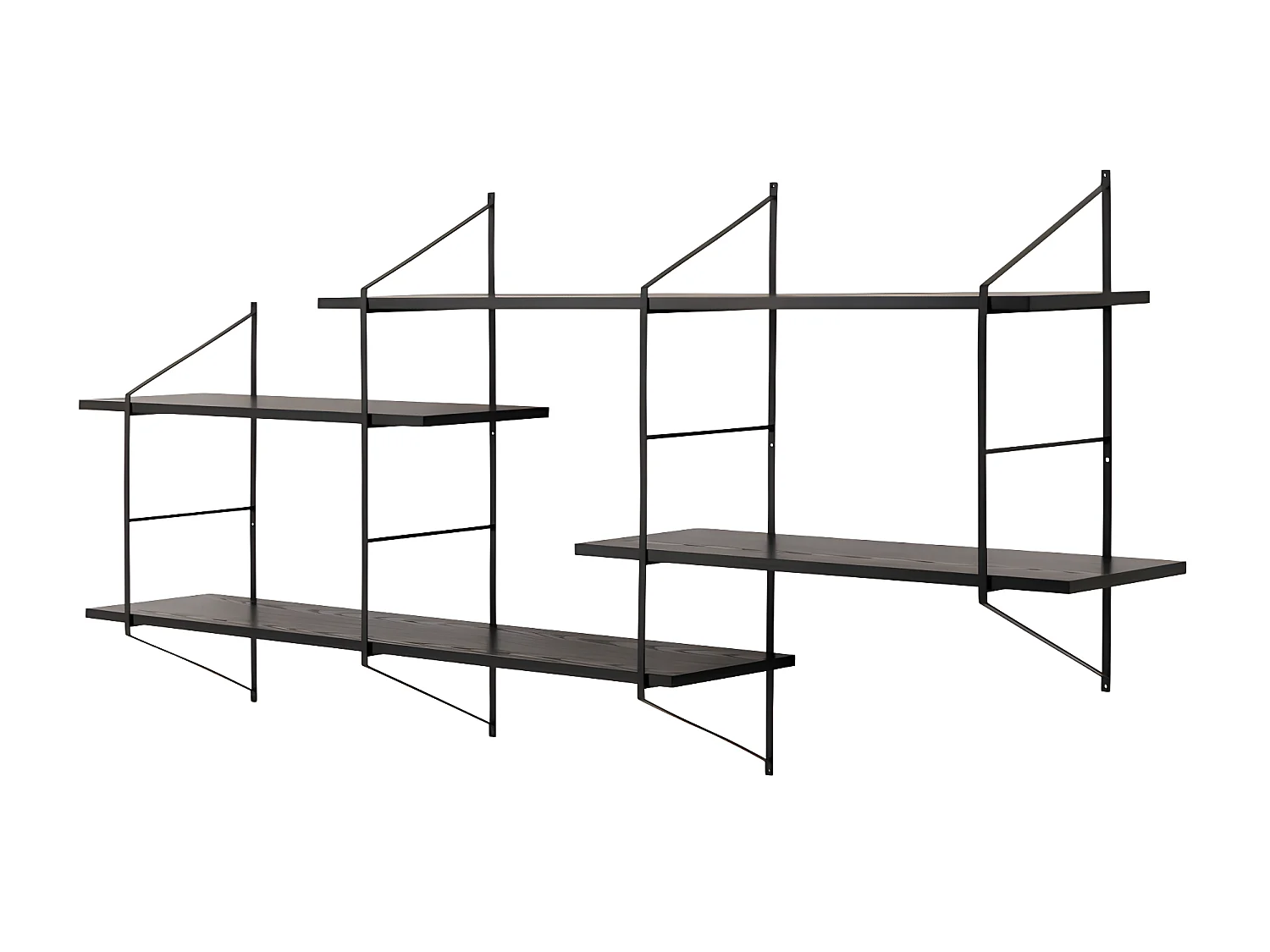 Tocro - Etagère murale en bois et métal L191cm - Noir