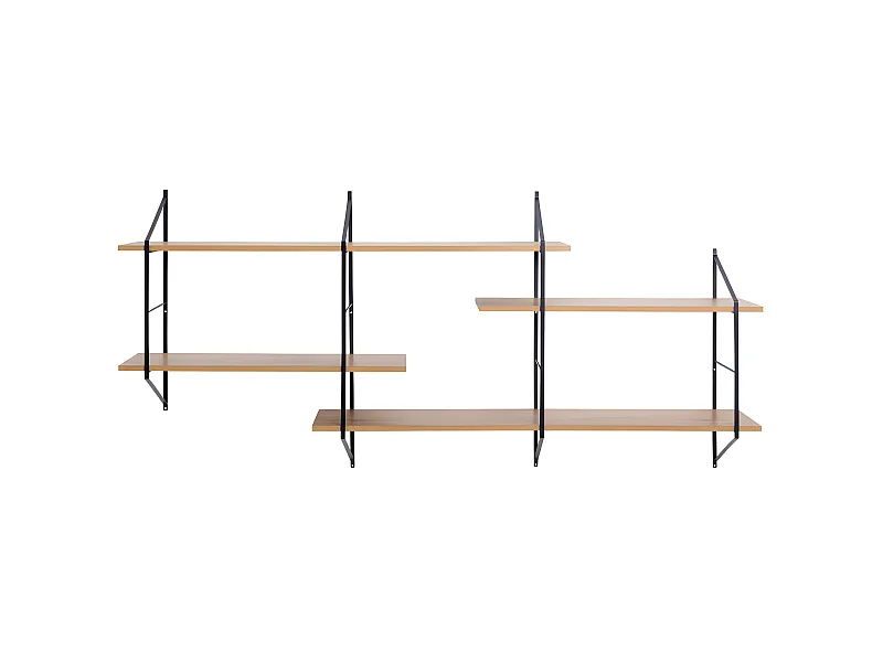 Tocro - Etagère murale en bois et métal L191cm - Bois clair