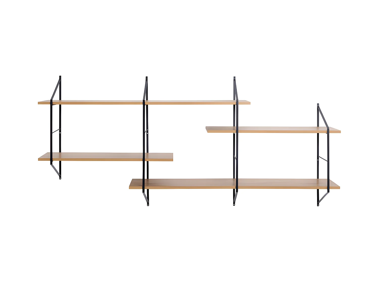 Tocro - Etagère murale en bois et métal L191cm - Bois clair