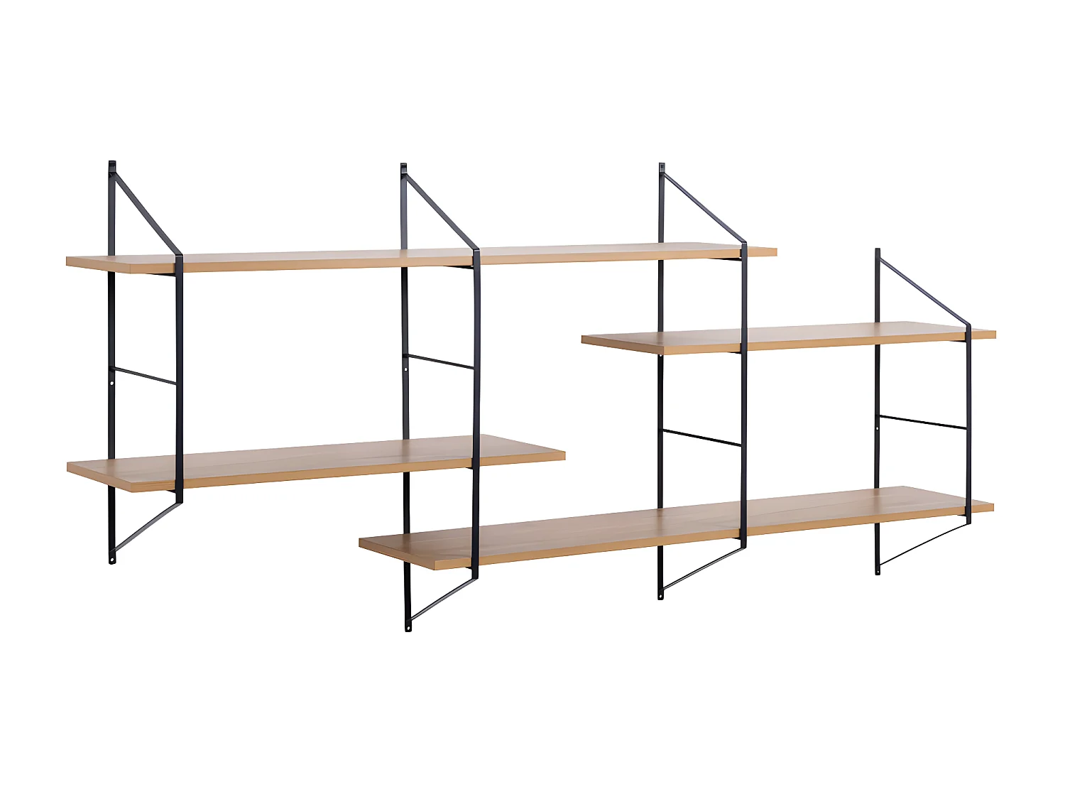 Tocro - Etagère murale en bois et métal L191cm - Bois clair