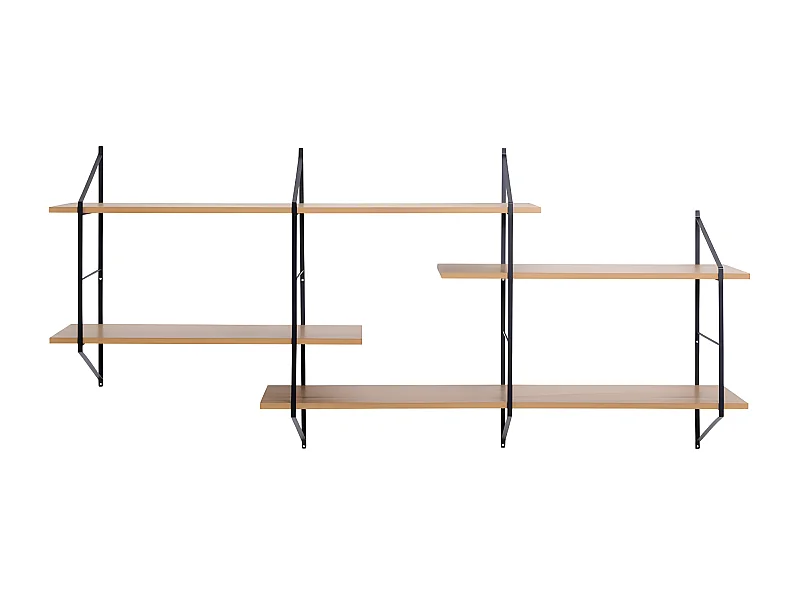 Tocro - Etagère murale en bois et métal L191cm - Bois clair