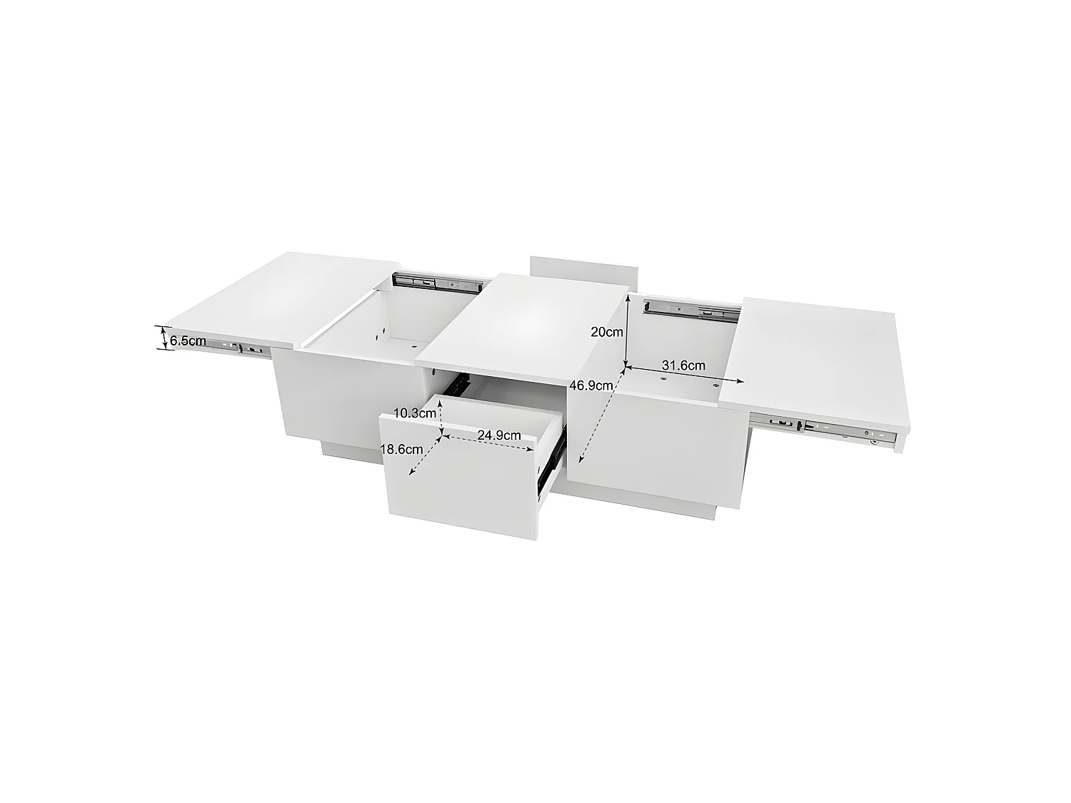 Mesa de centro - 2 cajones y 2 cómodas - de tablero de partículas - Blanco