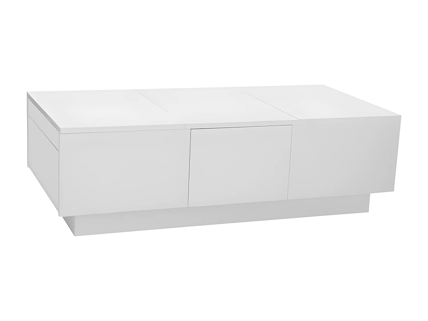 Table basse - 2 tiroirs et 2 coffres  - en panneaux de particules - Blanc