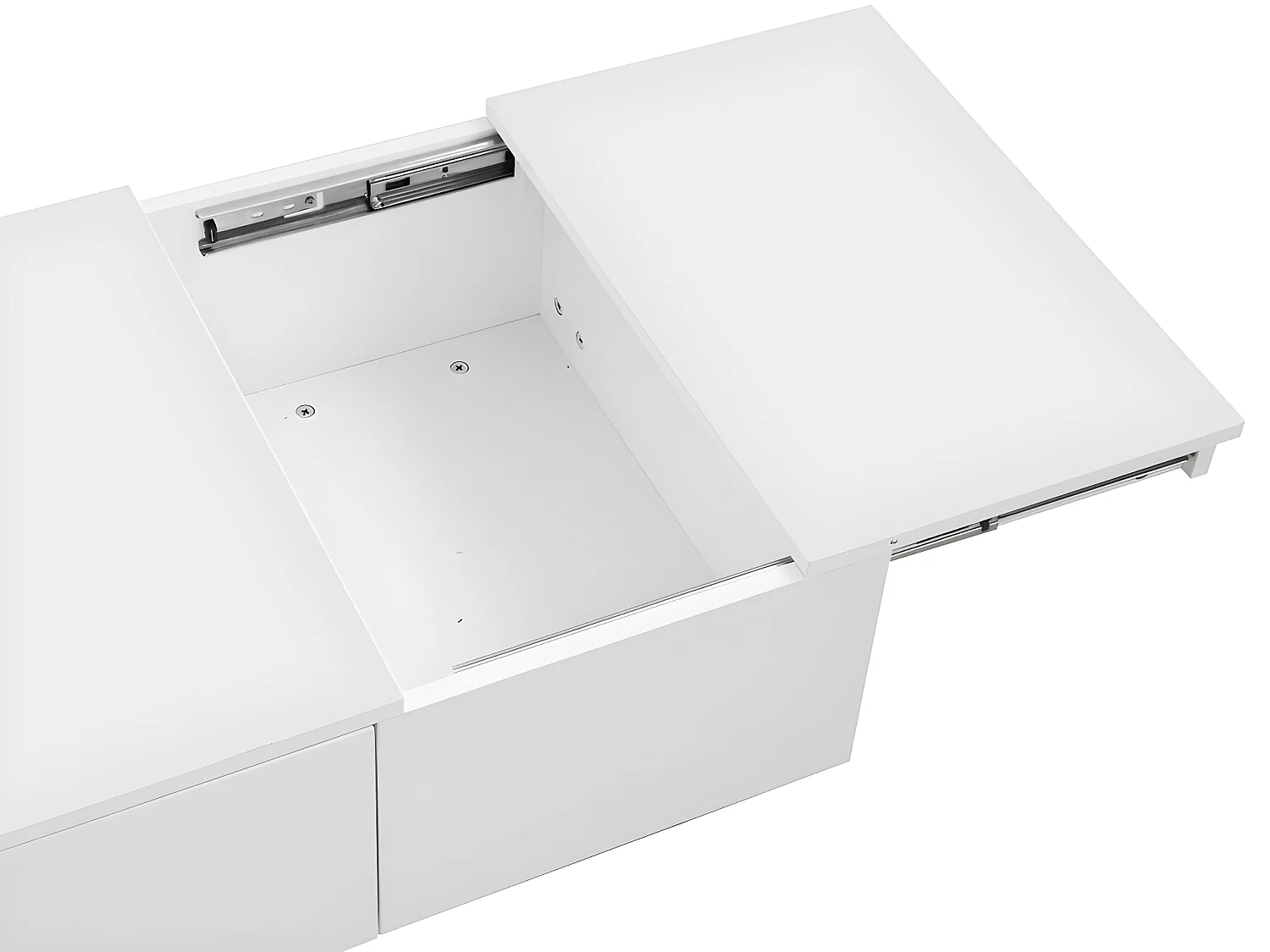 Table basse - 2 tiroirs et 2 coffres  - en panneaux de particules - Blanc