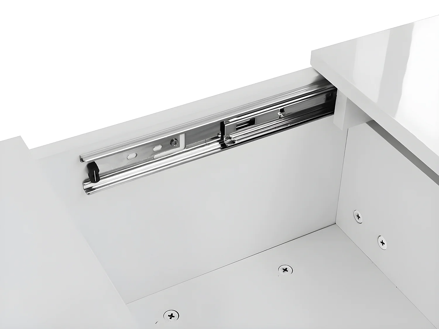 Table basse - 2 tiroirs et 2 coffres  - en panneaux de particules - Blanc