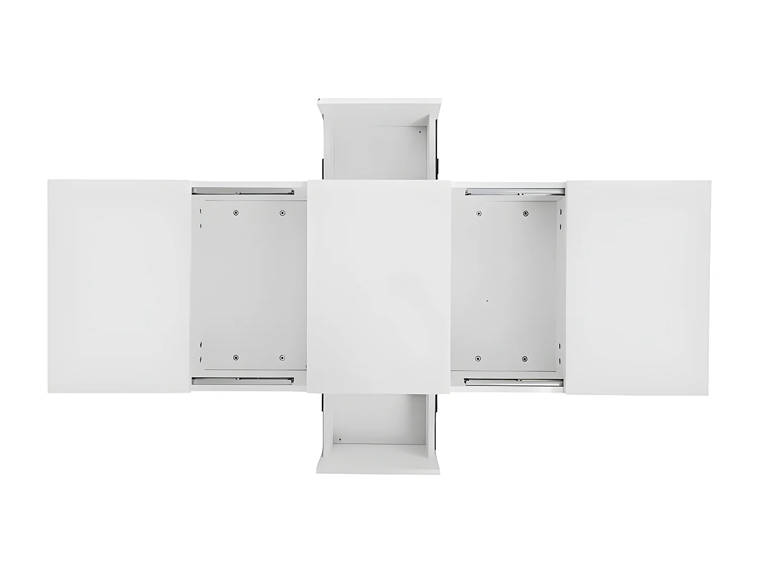 Table basse - 2 tiroirs et 2 coffres  - en panneaux de particules - Blanc