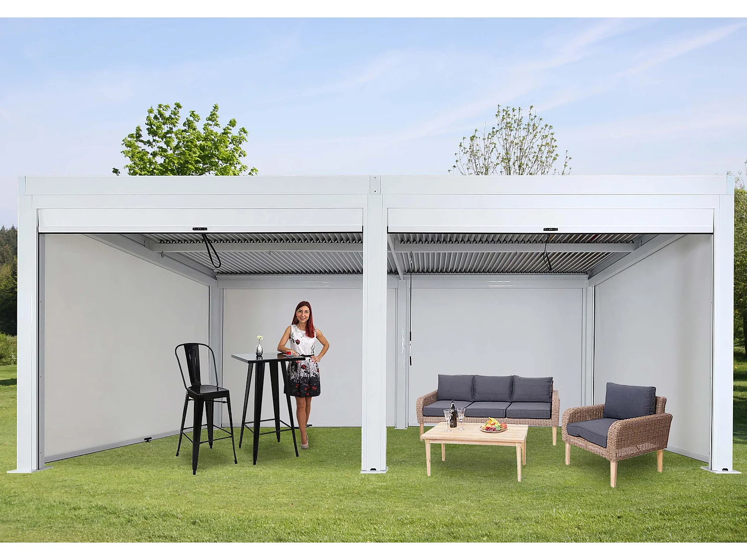 Pergola MCW-L46 ze ścianą boczną,  biały