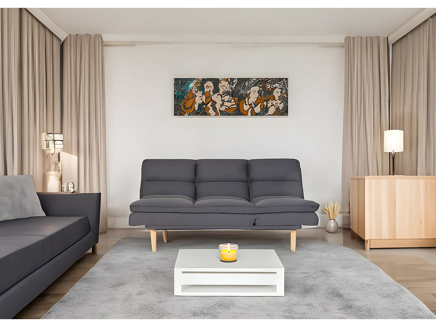 Schlafsofa MCW-M79, Stoff/Textil braun