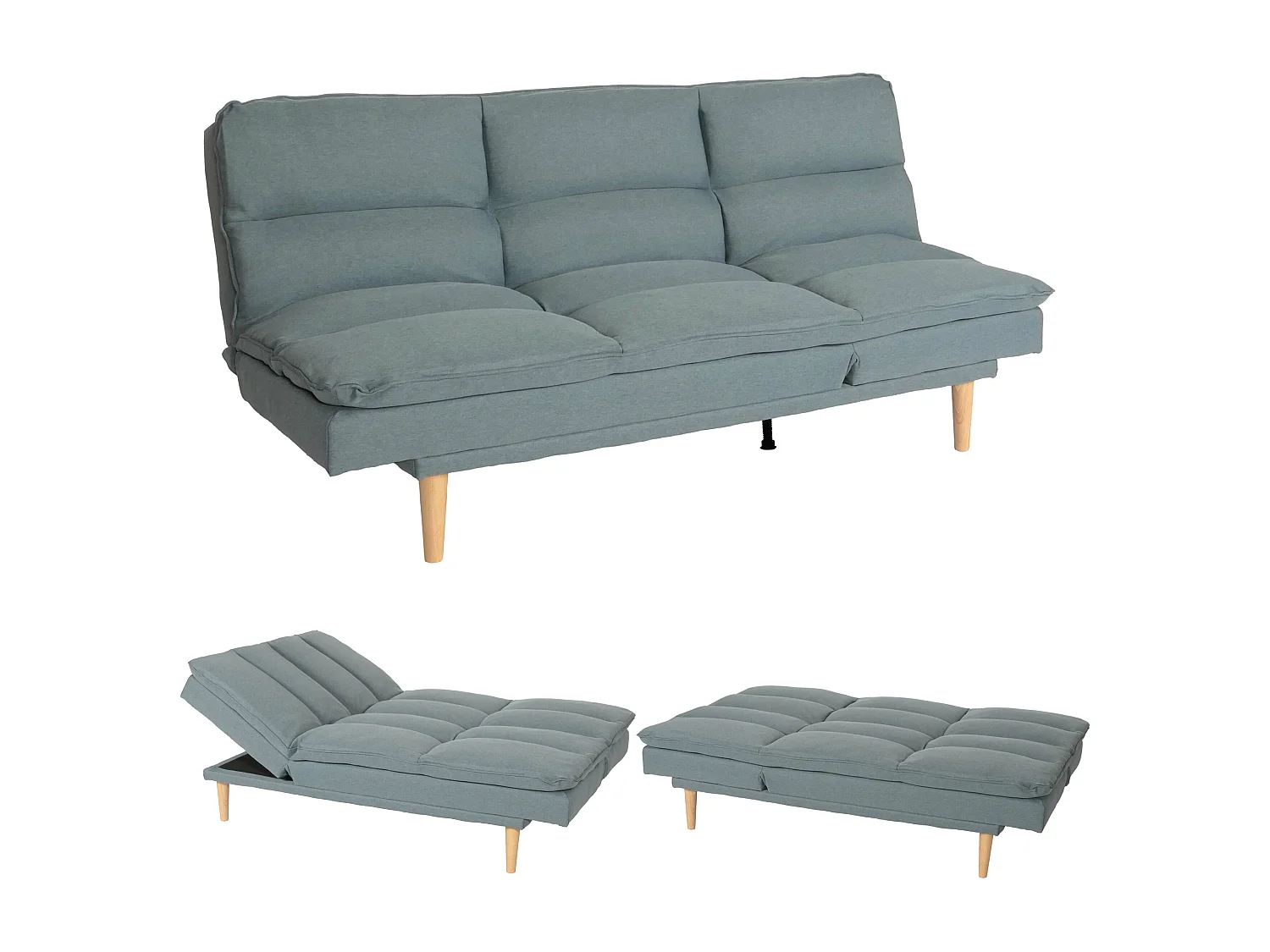 Schlafsofa MCW-M79, Stoff/Textil blau-grau