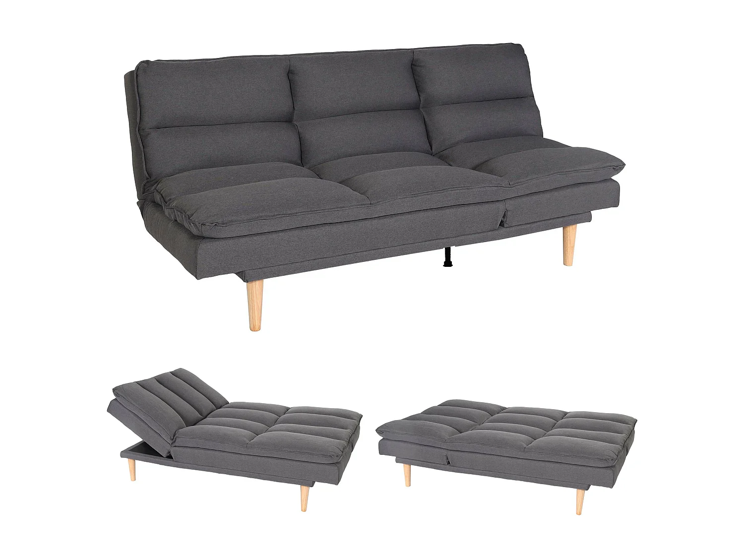 Slaapbank MCW-M79,  stof/textiel donkergrijs