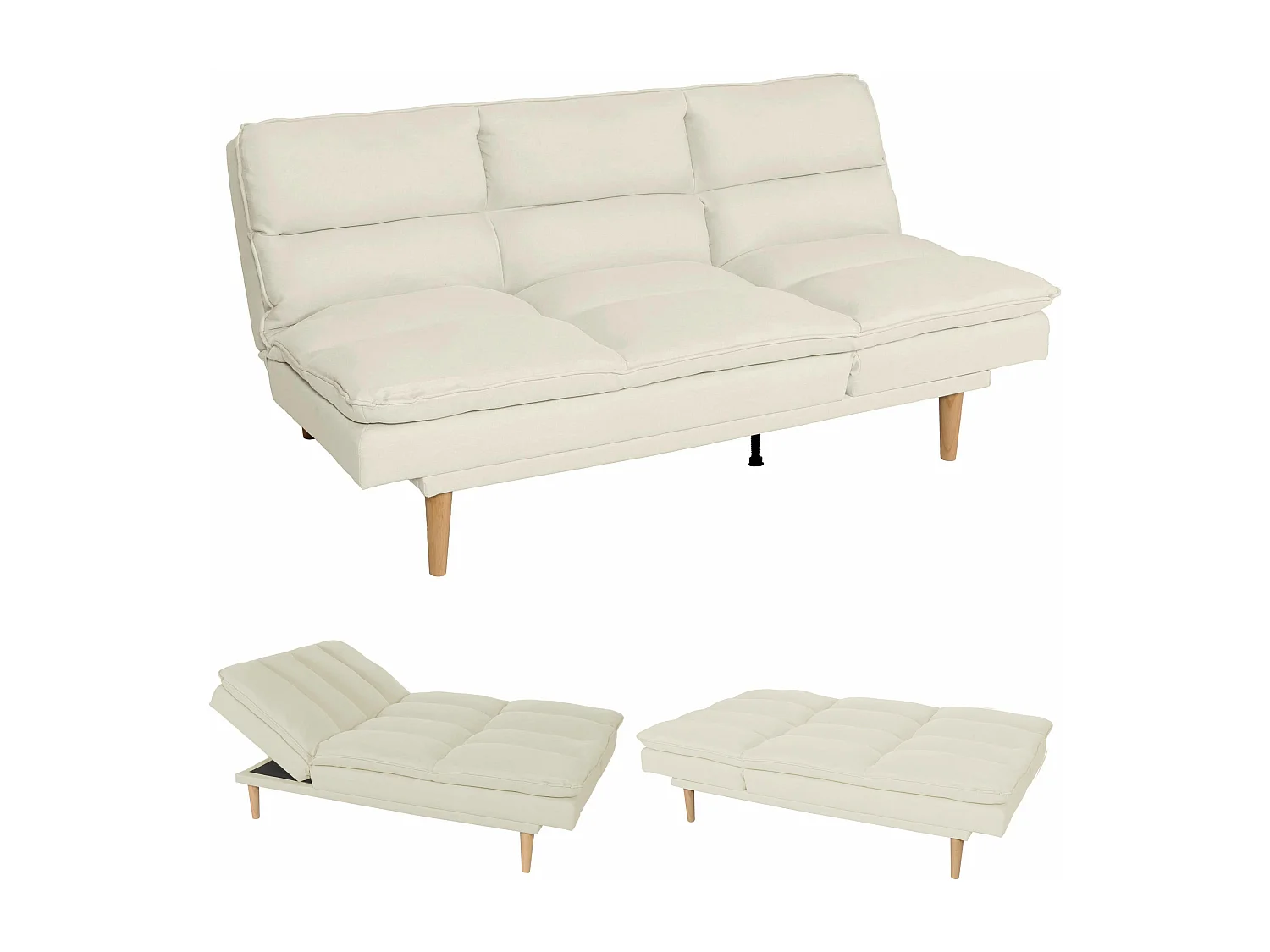 Schlafsofa MCW-M79, Stoff/Textil creme
