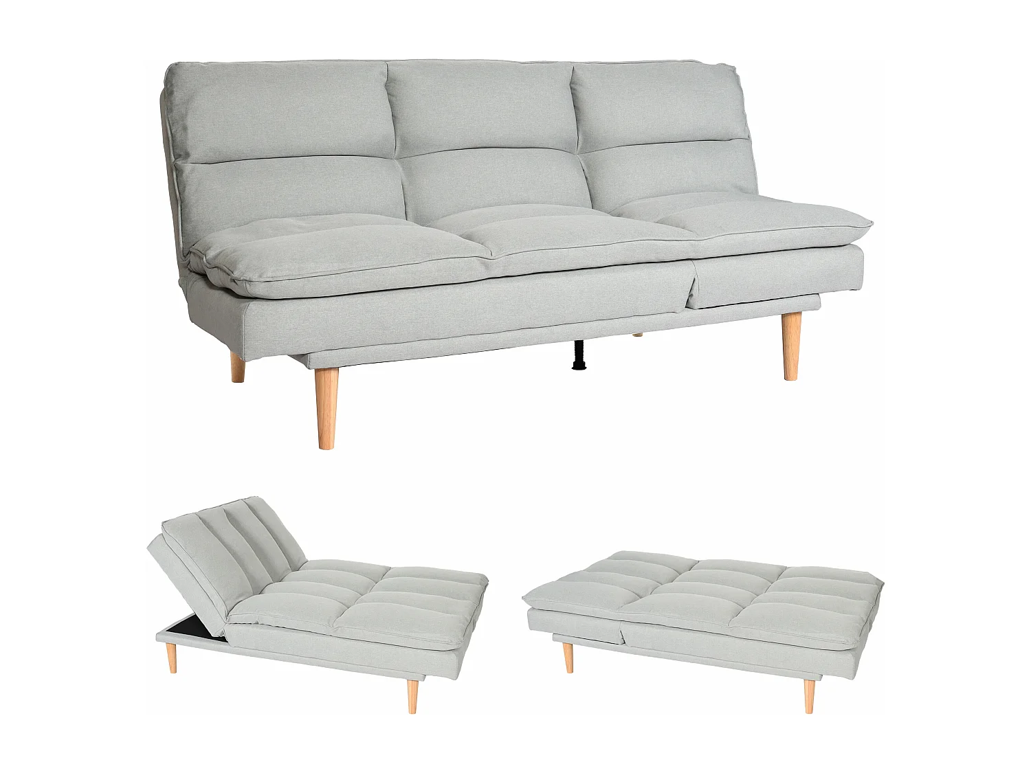 Schlafsofa MCW-M79, Stoff/Textil mint-grau