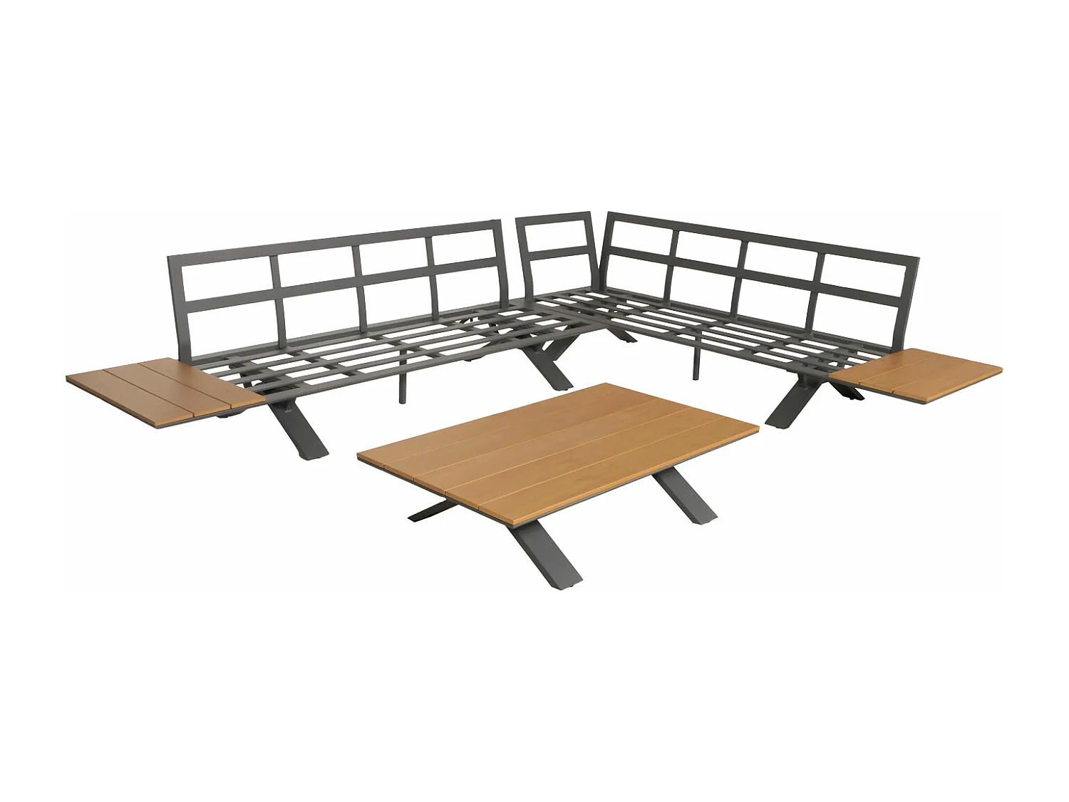 Garten-Garnitur MCW-M62, Gestell anthrazit, Polster dunkelgrau