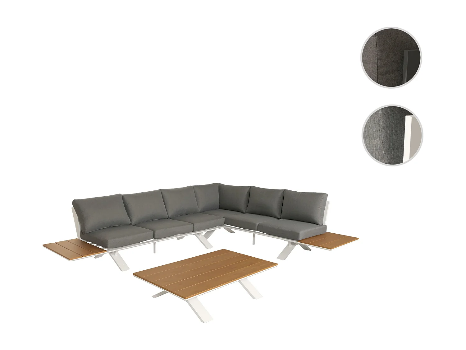 Garten-Garnitur MCW-M62, Gestell weiß, Polster hellgrau