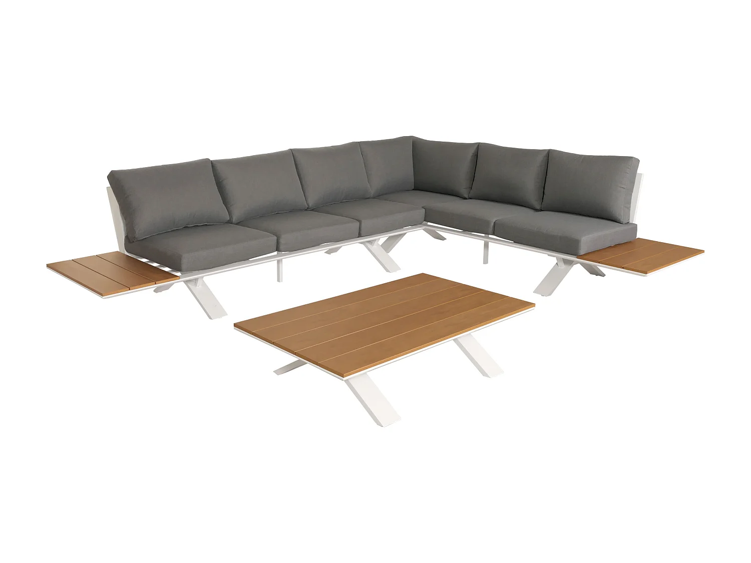 Tuinset MCW-M62,  frame wit, bekleding lichtgrijs