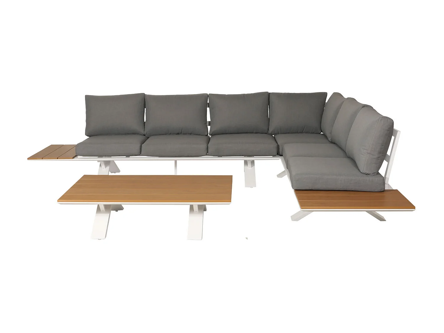 Tuinset MCW-M62,  frame wit, bekleding lichtgrijs