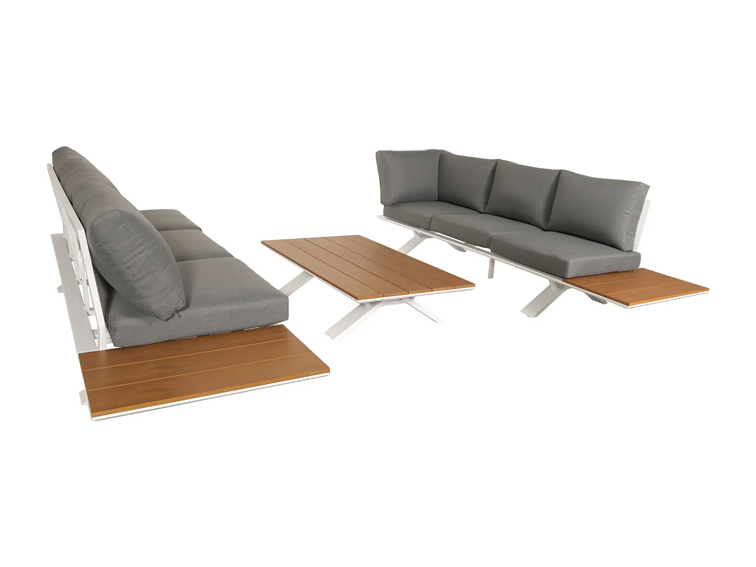 Tuinset MCW-M62,  frame wit, bekleding lichtgrijs