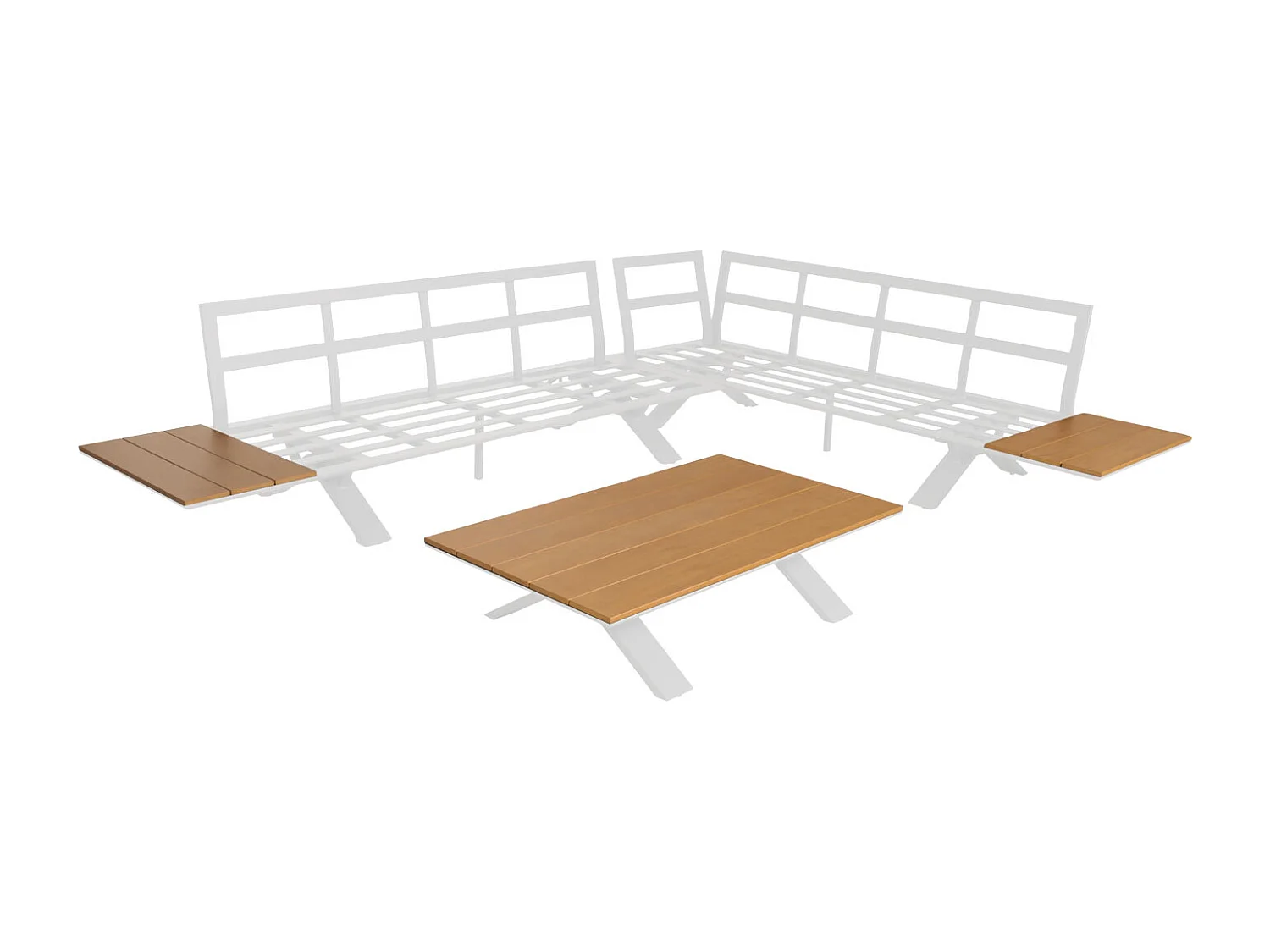 Tuinset MCW-M62,  frame wit, bekleding lichtgrijs