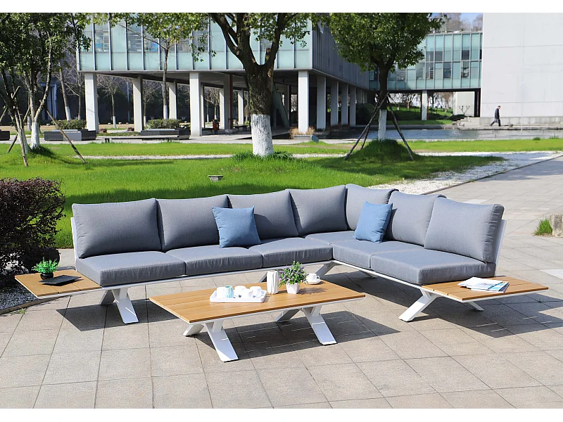 Zestaw ogrodowy MCW-M62,  rama biała, tapicerka jasnoszara