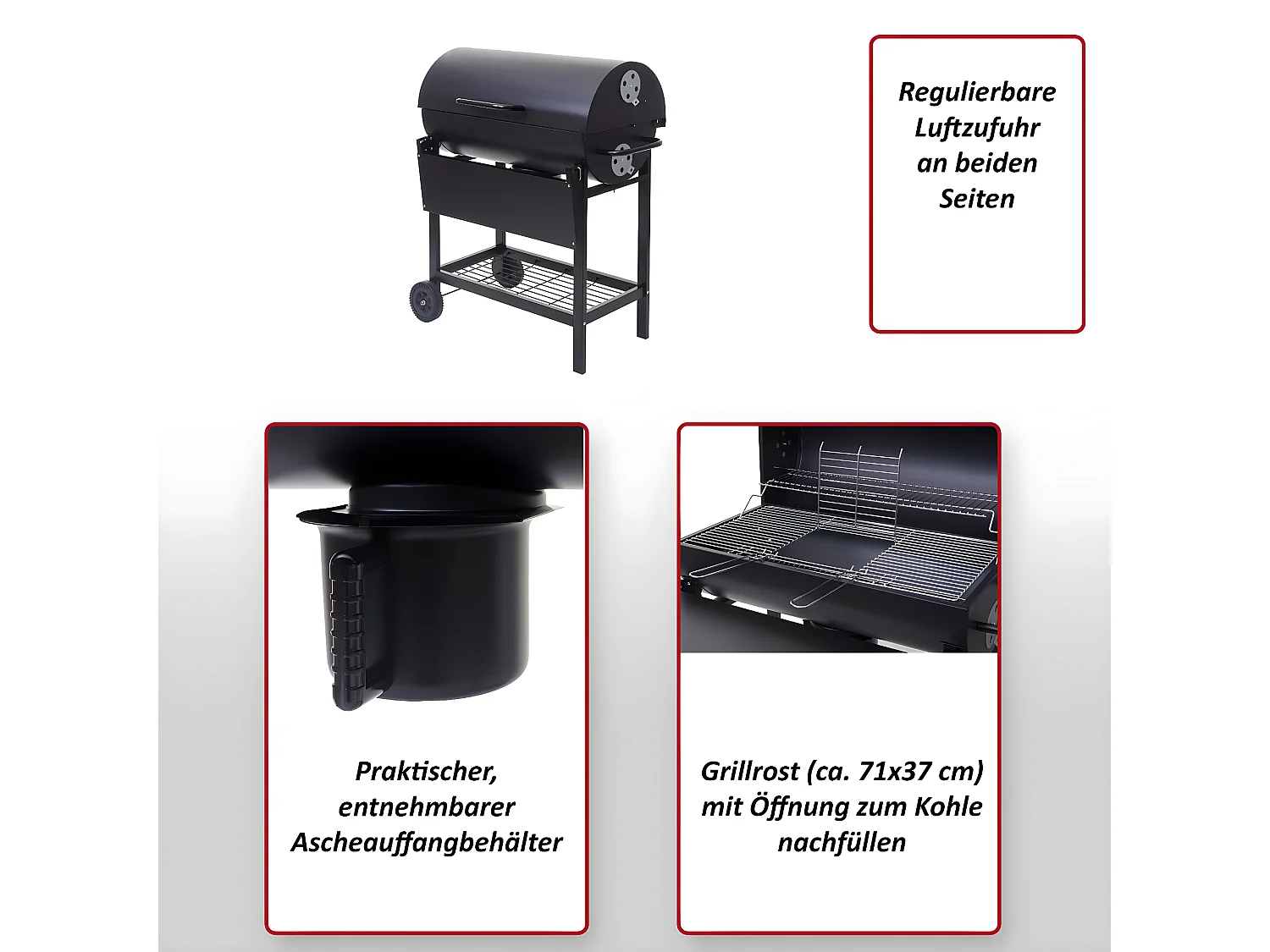 Barbecuewagen MCW-F70 met deksel en opbergruimte