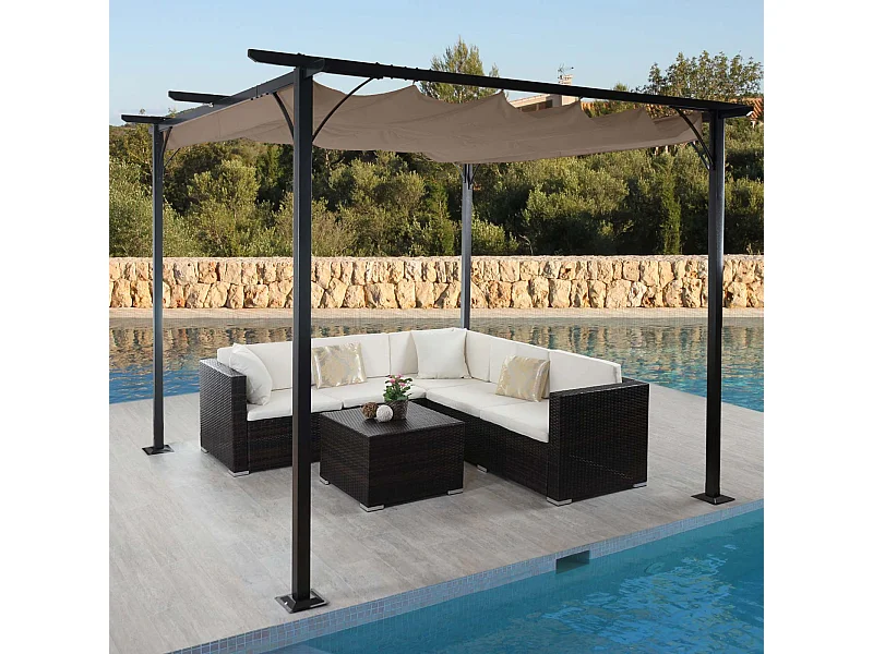 Pergola MCW-C42,  3,5x3,5m taupe-bruin