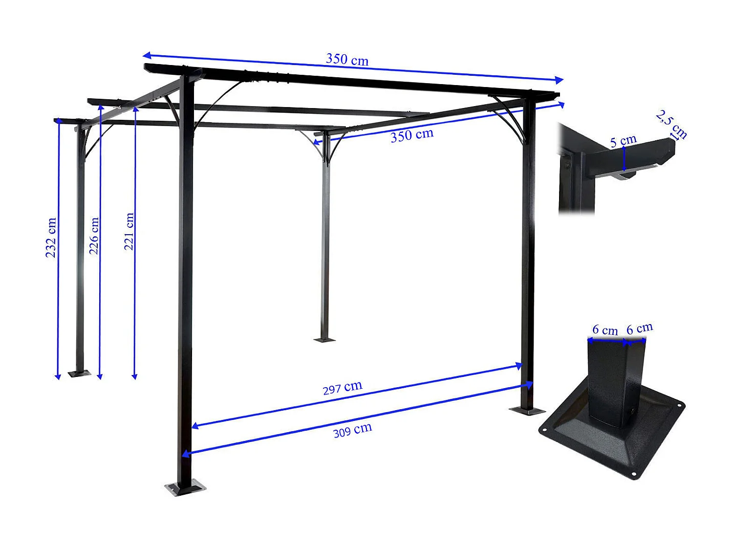 Pergola MCW-C42,  3,5x3,5m szary