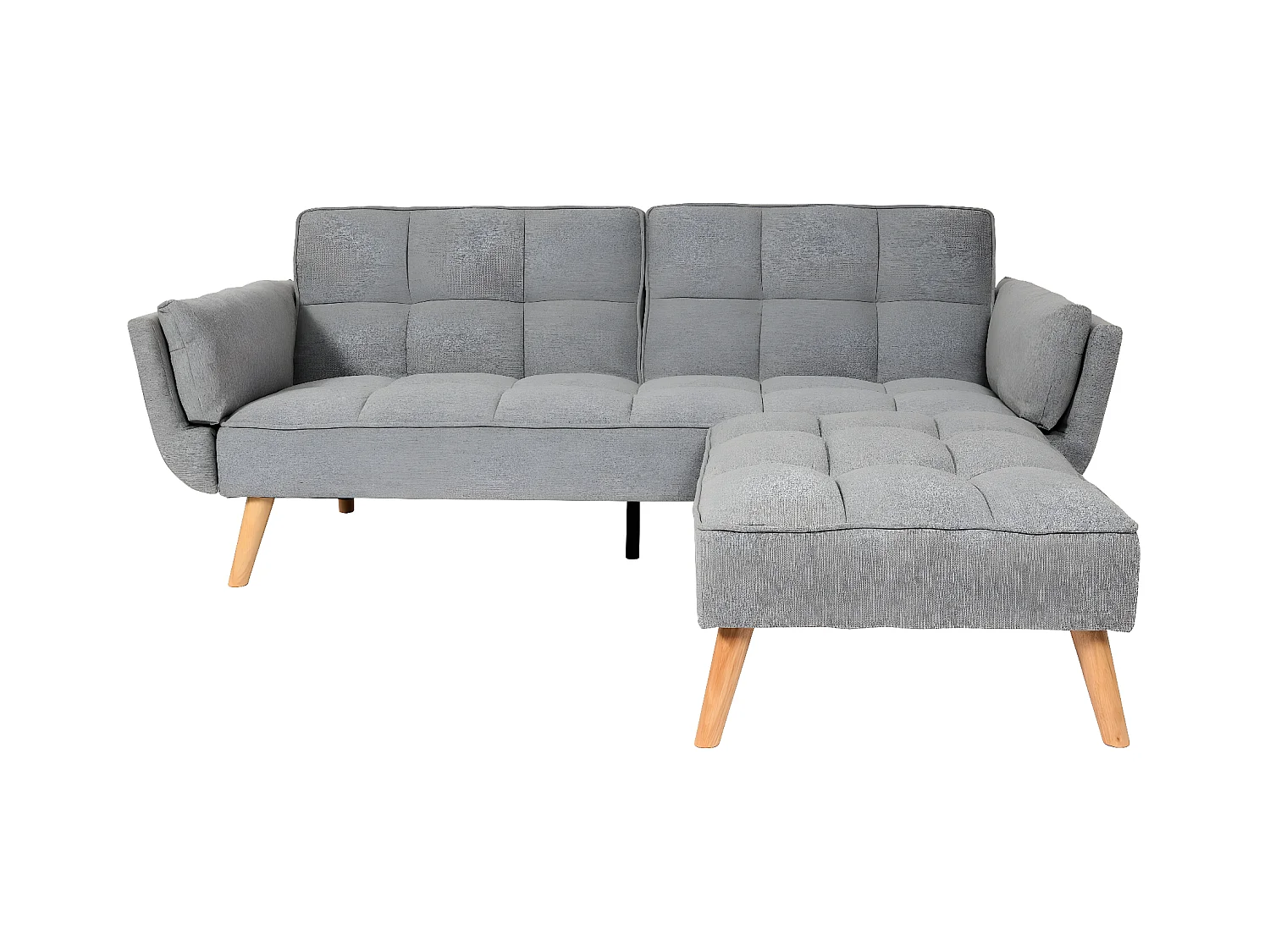 Slaapbank MCW-K18,  stof/textiel lichtgrijs