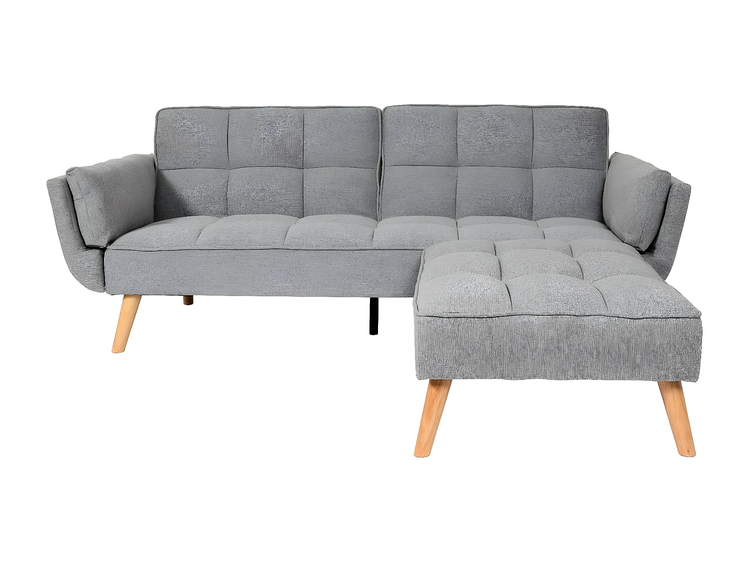 Slaapbank MCW-K18,  stof/textiel lichtgrijs