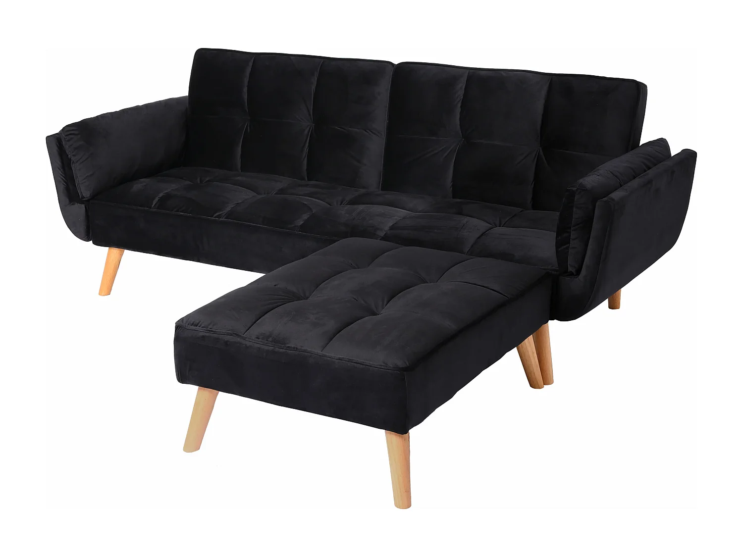 Slaapbank MCW-K18,  fluweel zwart