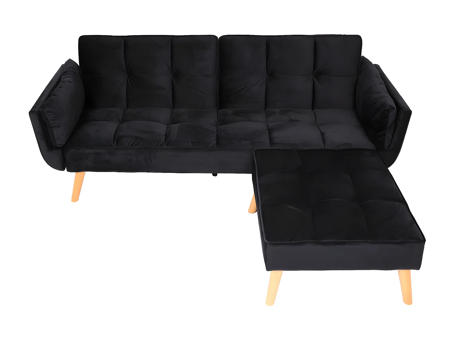Sofa rozkładana MCW-K18,  aksamitny czarny