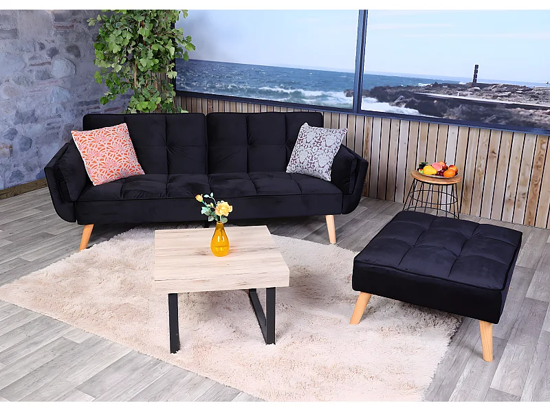 Schlafsofa MCW-K18, Samt schwarz