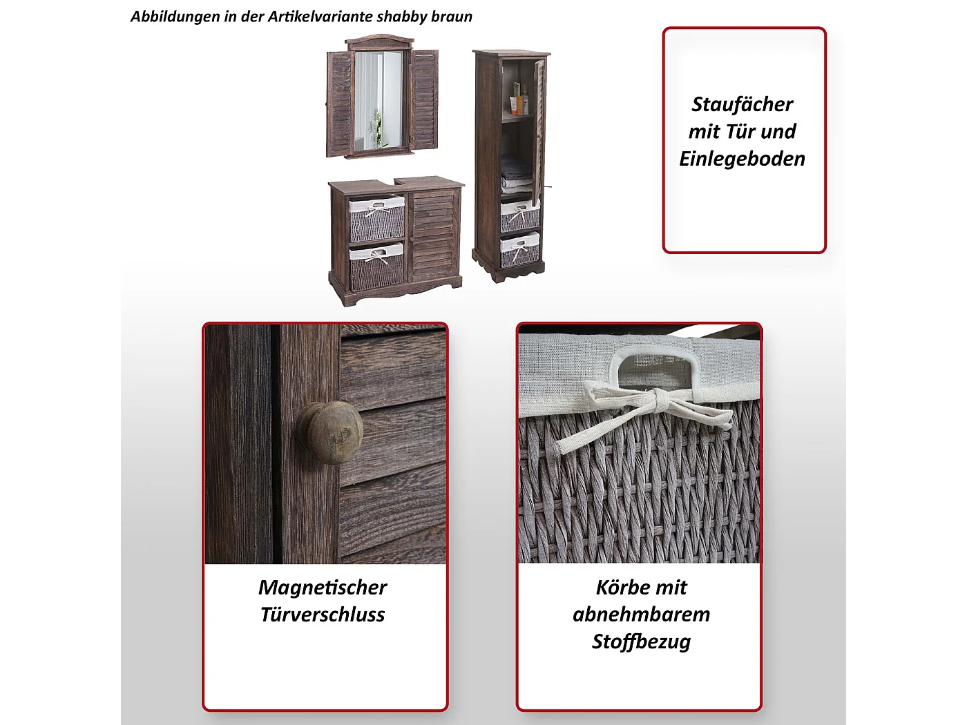 Badkamer set MCW-H20 (3-delig),  shabby brown