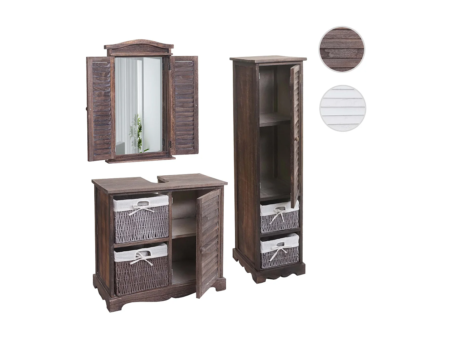 Badezimmerset MCW-H20 (3-teilig), Shabby braun