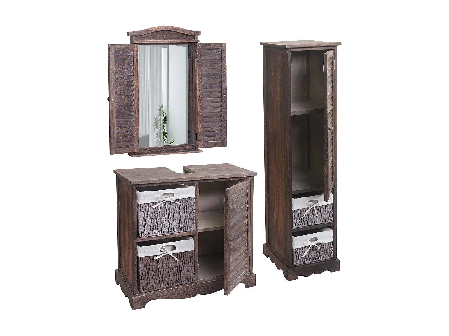 Badkamerset MCW-H20 (3-delig),  shabby bruin