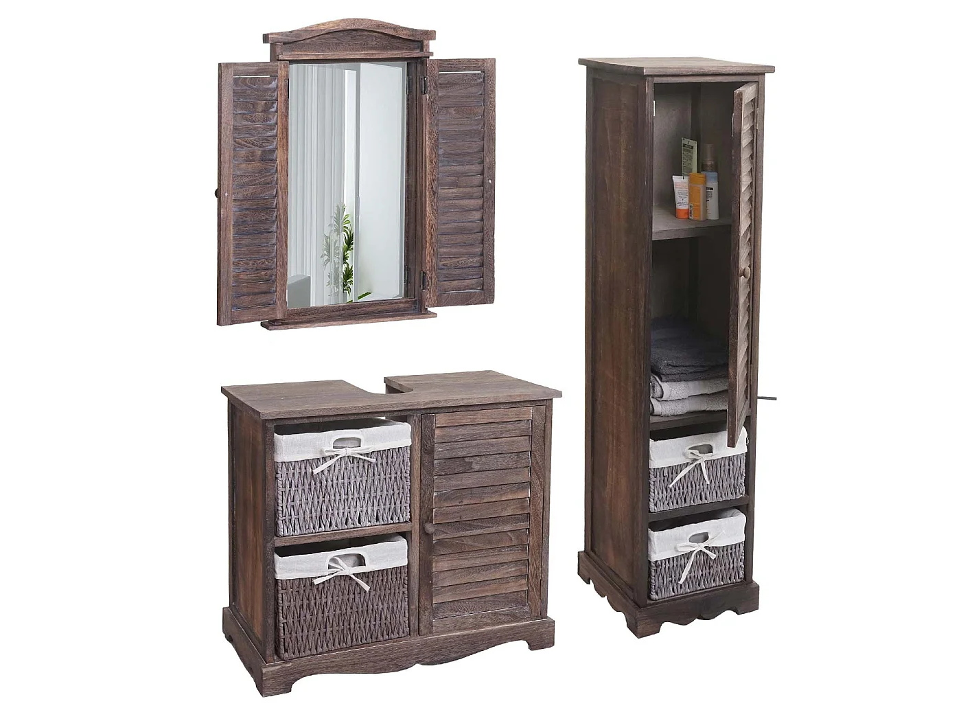 Badkamerset MCW-H20 (3-delig),  shabby bruin