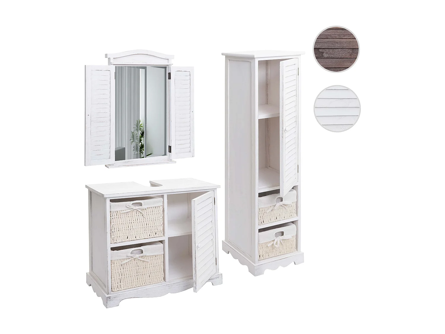 Badezimmerset MCW-H20 (3-teilig), Shabby weiß