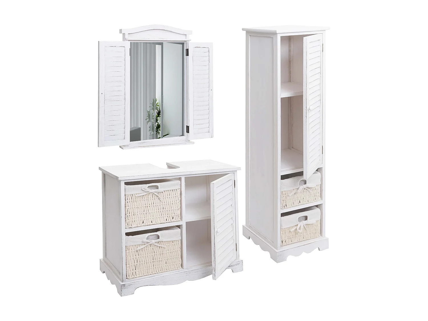Badezimmerset MCW-H20 (3-teilig), Shabby weiß