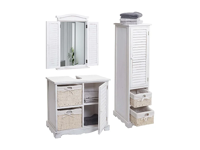 Badezimmerset MCW-H20 (3-teilig), Shabby weiß