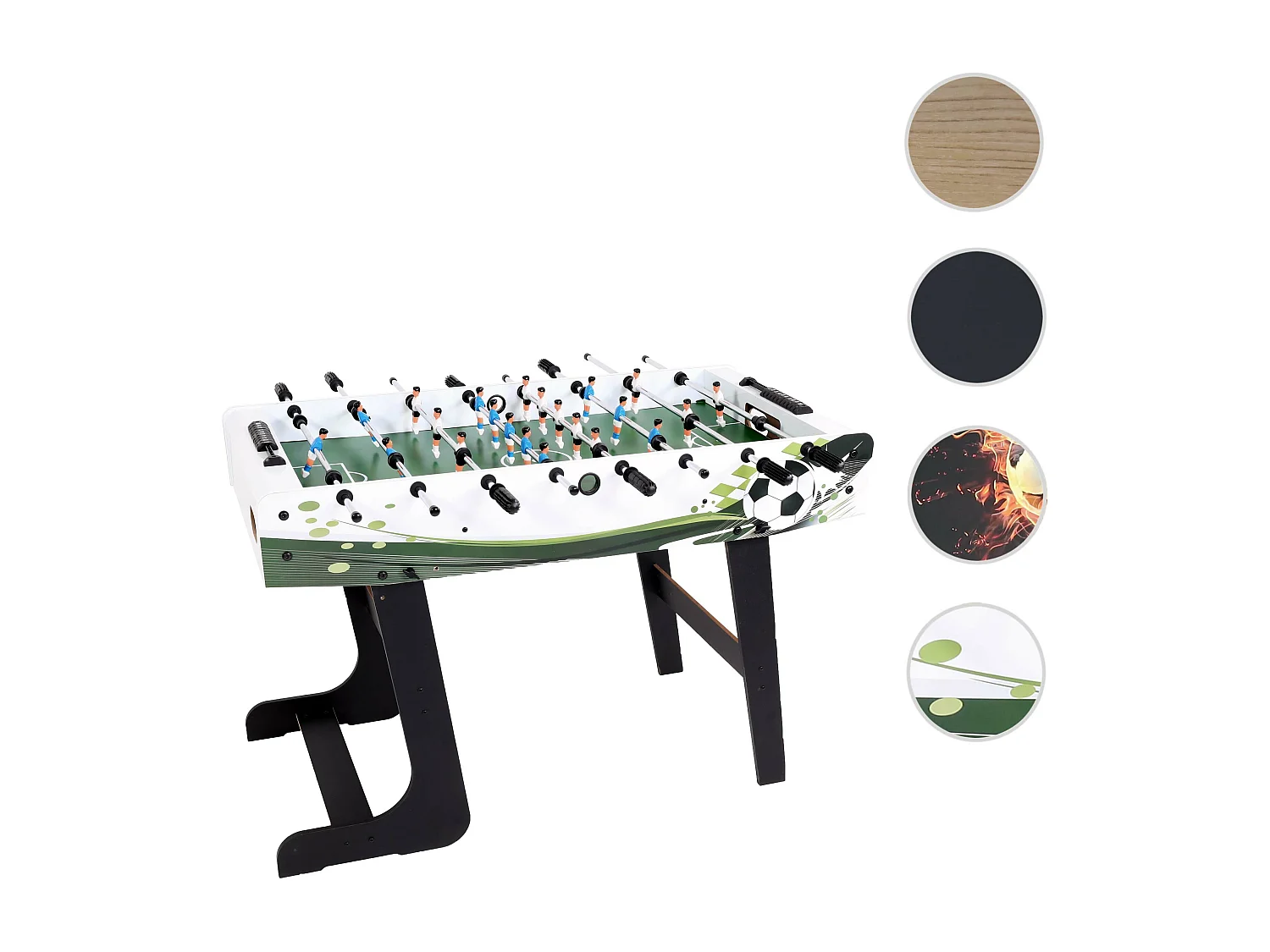 Calcio Balilla calcetto biliardino pieghevole Londra 60x121x84cm MDF bianco verde con motivo