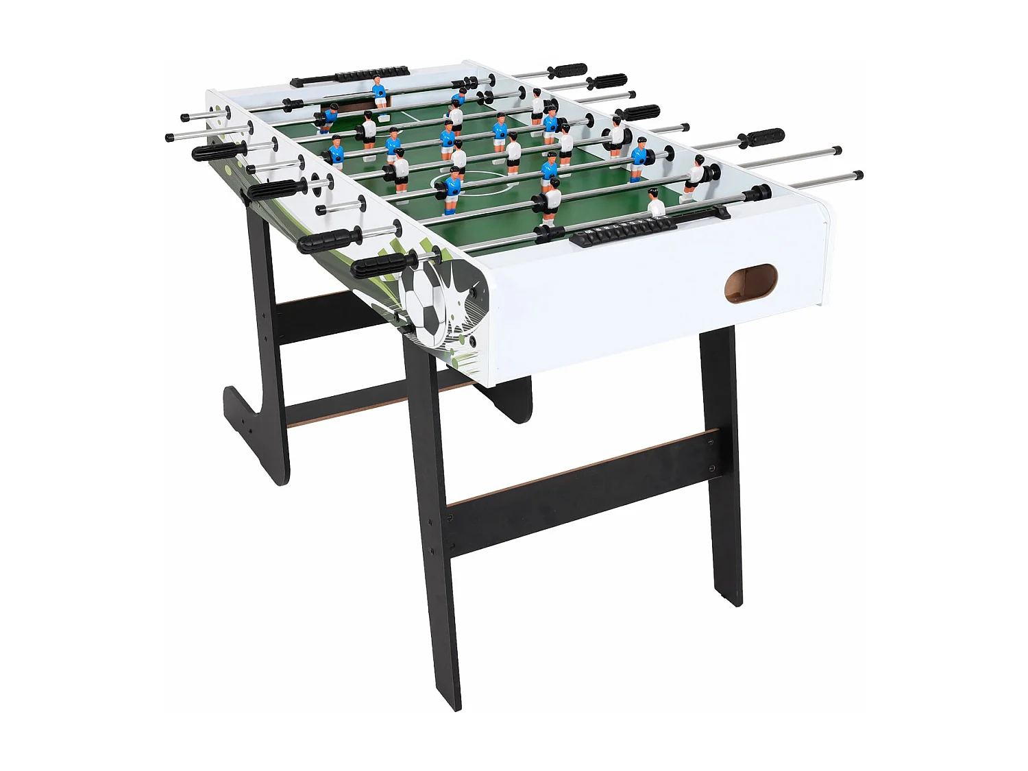 Tischkicker Manchester klappbar, Weiß/grün Fußballmotiv