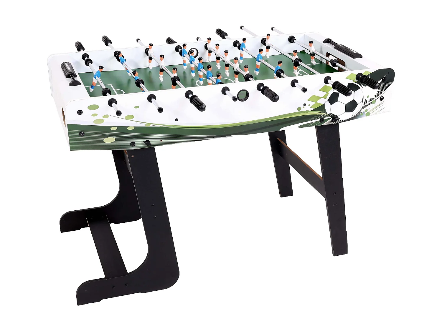 Tischkicker Manchester klappbar, Weiß/grün Fußballmotiv