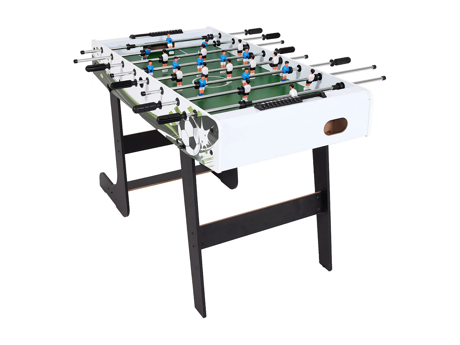 Tischkicker Manchester klappbar, Weiß/grün Fußballmotiv
