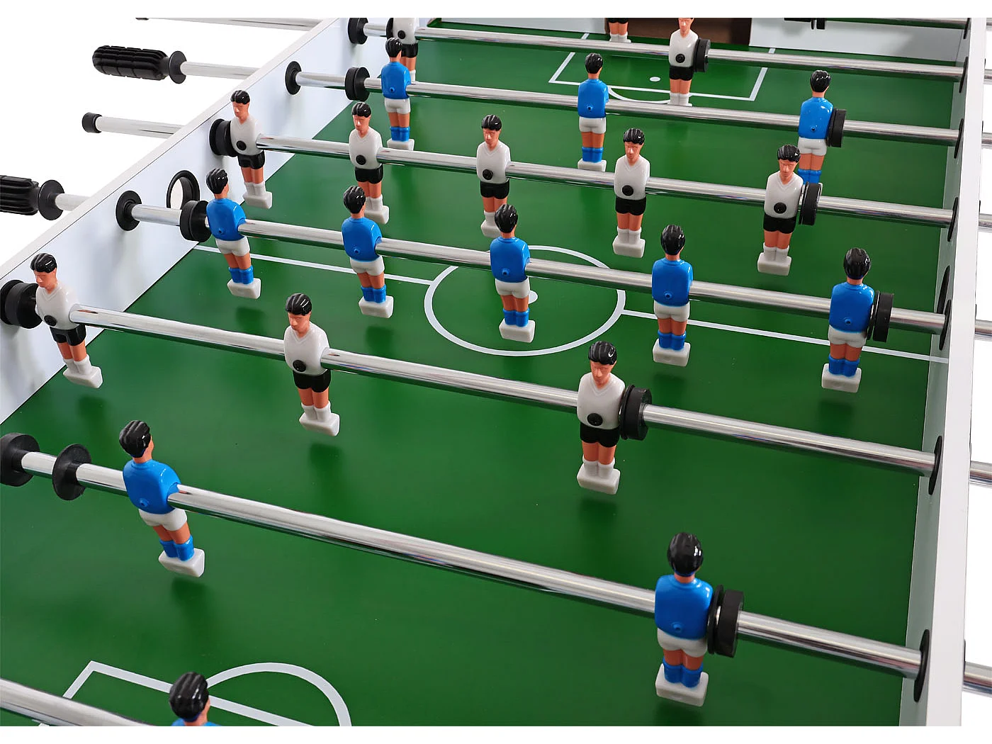 Tischkicker Manchester klappbar, Weiß/grün Fußballmotiv