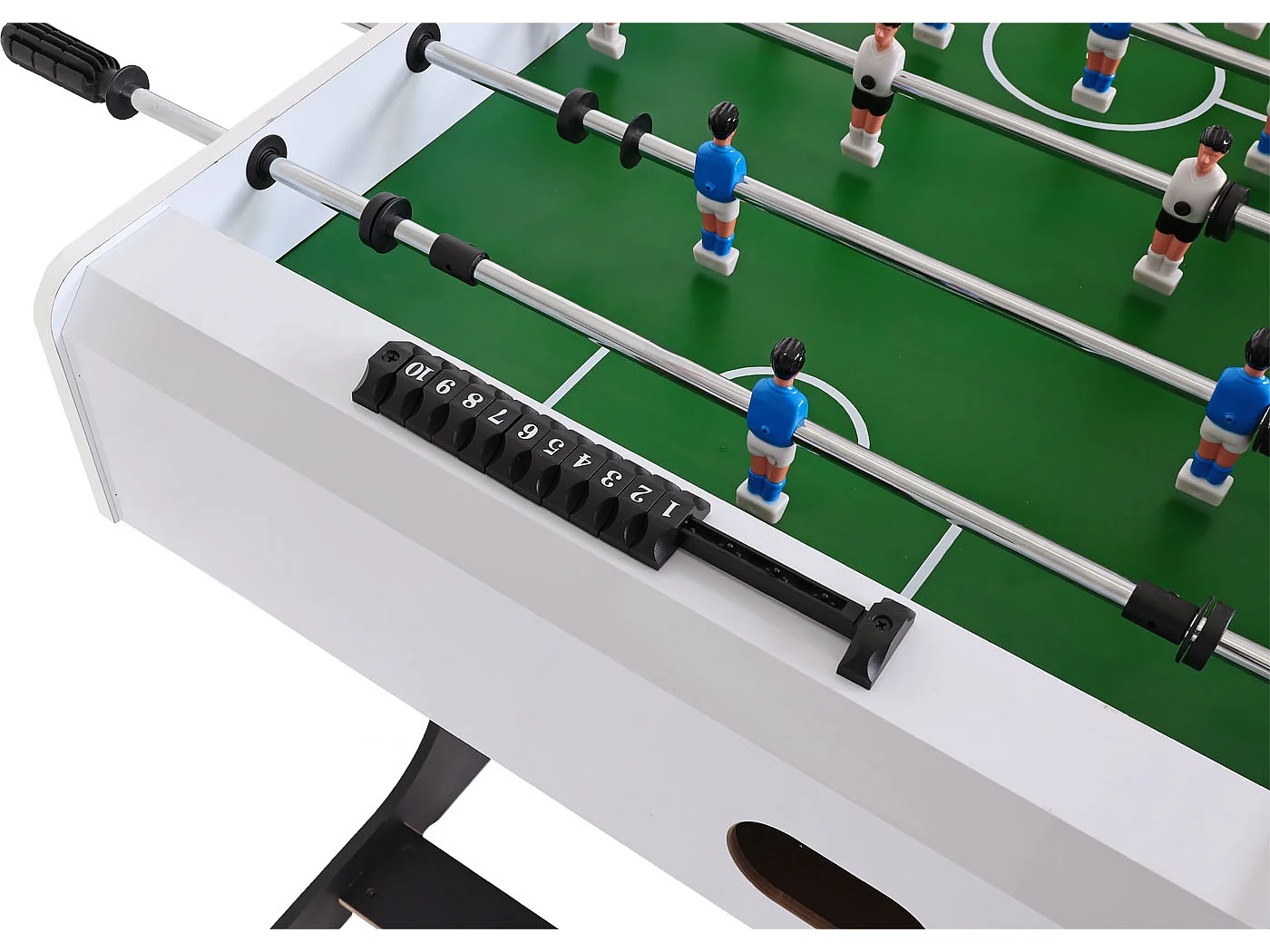 Tischkicker Manchester klappbar, Weiß/grün Fußballmotiv