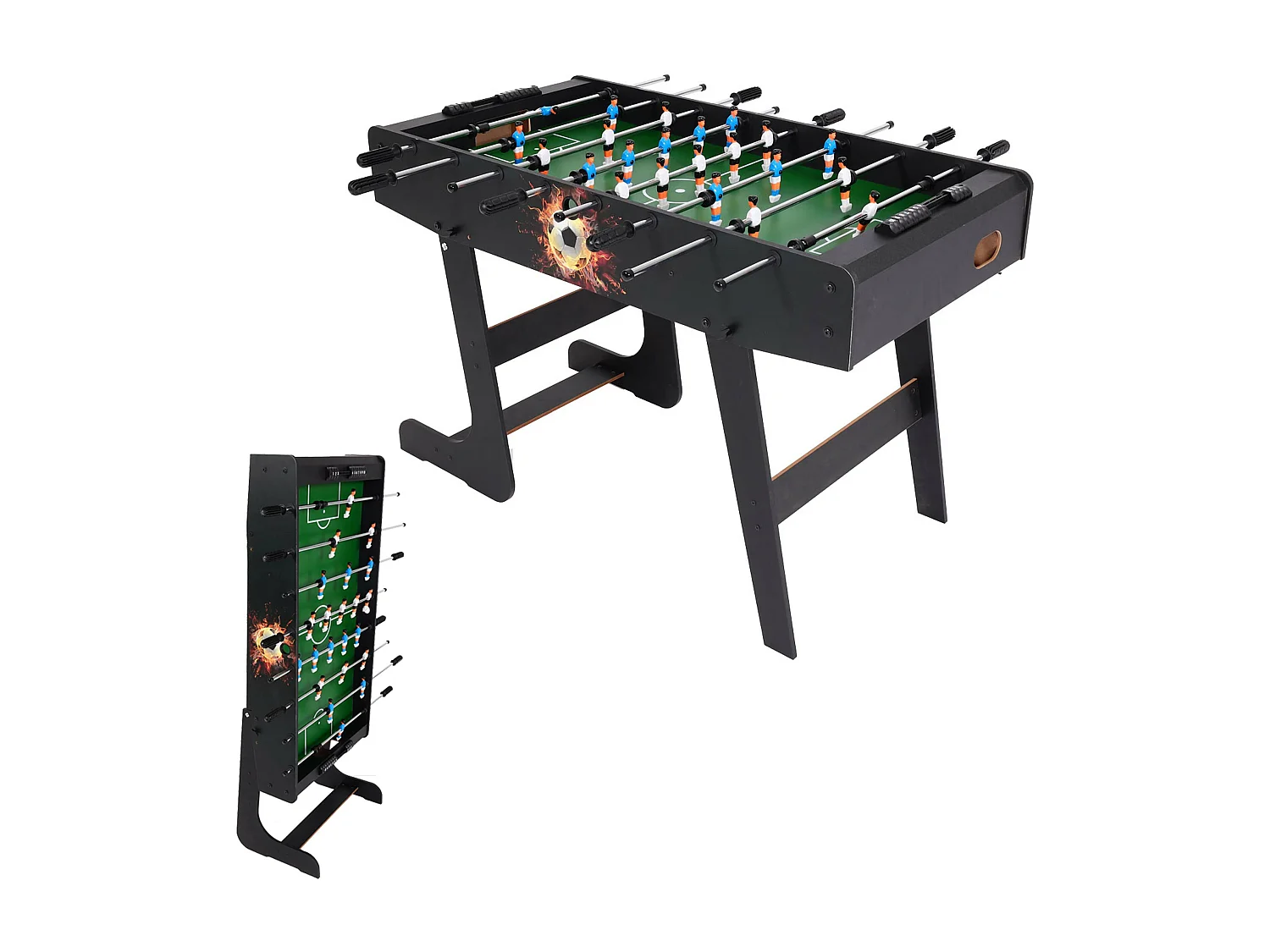 Calcio Balilla calcetto biliardino pieghevole Londra 60x121x84cm MDF nero con motivo