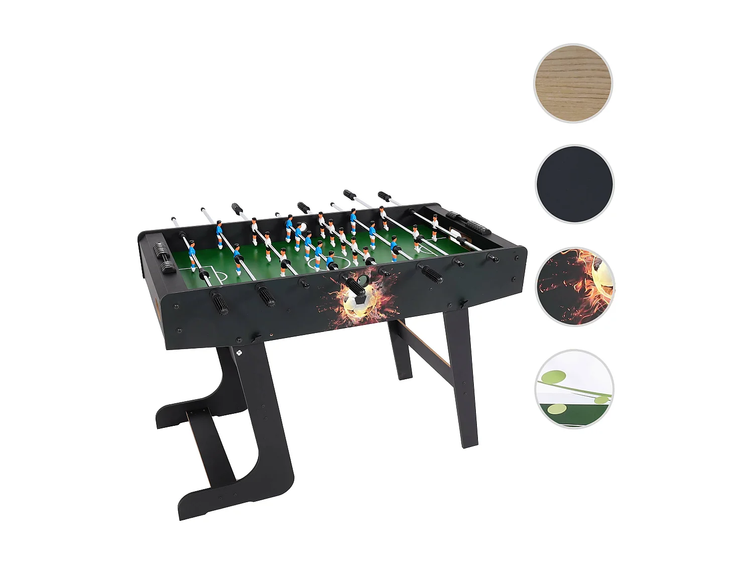 Tischkicker Manchester klappbar, Schwarz Fußballmotiv