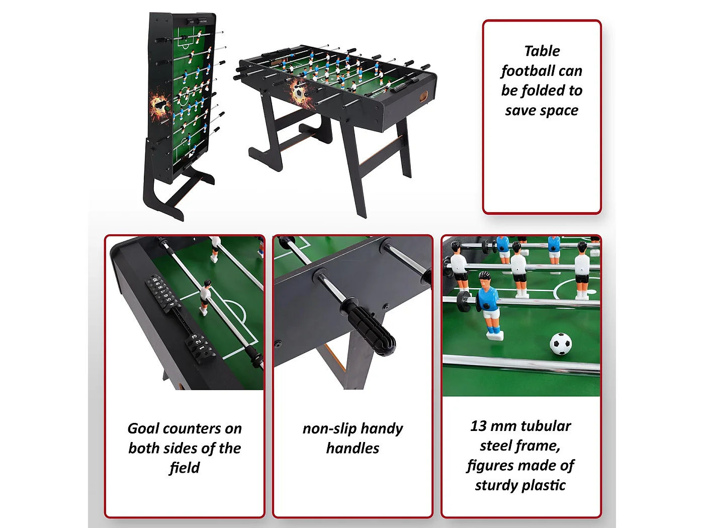 Tafelvoetbaltafel Manchester opvouwbaar,  zwart