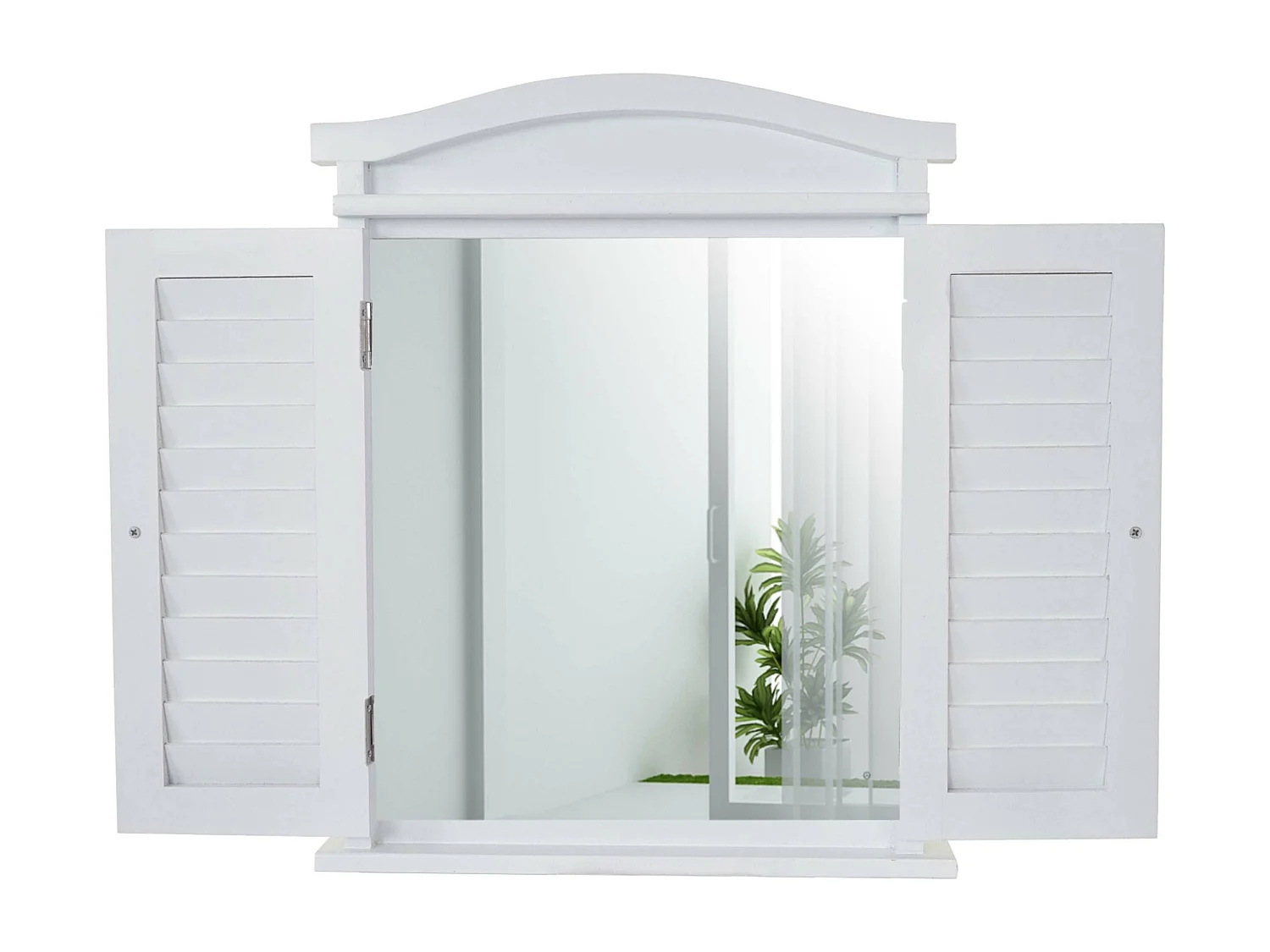Wandspiegel mit Fensterläden, Weiß lackiert